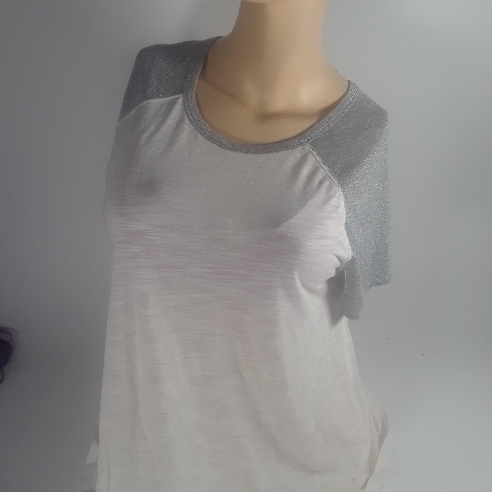 💜 American Eagle White & silver Sparkle T-shirt - Picture 1 of 3